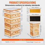 VEVOR Bee Hive 40 Frame Bee Hives Starter Kit, Beeswax Coated Cedar Wood, 2 Deep 2 Medium Bee V952-CTFXSMSHX2ZH12ZO0V0