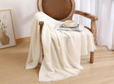 130*230CM Beige Nordic Solid Color Knitted Sofa Throw Blanket with Tassels Waffle Weave Polyester V888-ELOSUNG17037
