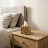 Handwoven Water Hyacinth Tissue Box Cover,Natural Square Wicker Napkin Holder,Boho Rustic Decorative V1369-AZ3-W-14694