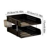2 Tier Desktop File Organizer, Black Stackable Letter Tray and Supplies Holder for Home V1237-MS-724-064