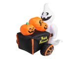 6ft Halloween Ghost Pushing Pumpkin Cart Decor IP44 with Blower LED Lights Outdoor V1294-YM0901-3115230078411