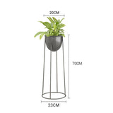 SOGA 70cm Round Wire Metal Flower Pot Stand with Black Flowerpot Holder Rack Display FPOTH72ROUNDBLK