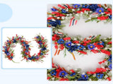 4th of July Red White Blues Lamb Ear Leaves Garland for Doors, 5.9ft Patriotic Artificial V1258-DP02-C-2721