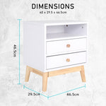 2X Bedside Table Side Storage Cabinet Nightstand Bedroom 2 Drawer ANYA - WHITE V274-FT-BEDT-2DD11-WH2