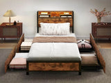 Levede Single Bed Frame Industrial Storage LED Charing BF1063-S