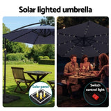 Instahut Outdoor Umbrella 3M Cantilever Beach LED w/Base Garden Shade Patio Navy UMB-BAN-LED-50N-NA