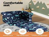 Keezi Kids Sofa 1 Seater Children Flip Open Couch Lounger Armchair Dinosaur Navy KID-SOFA-SINGLE-NY