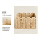 2X Scalloped Edge Basket, Wicker Storage Baskets,Handwoven Organizing Baskets for Shelves, Paper V1370-AZ4-10177