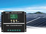 MPPT 36V/48V/24V/12V Solar Charge Controller Tools LCD Dual USB Lead Acid Lithium Batteries Quick V1107-127-61613-BLK-60A
