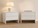Artiss 2x Bedside Table 2 Drawers - Beige FUR-U-BS-06-BGX2
