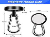 Strong Magnetic Hooks, 70LBS Hooks Heavy Duty Neodymium Magnets with Carabiner Hook, Magnet Swivel V1259-DP01-A-4368