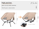 Khaki Lightweight Portable Camping Chair - Adjustable Height Folding Moon Chair with Breathable Mesh V888-ELOSUNG32606