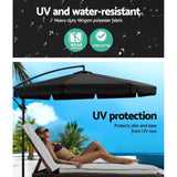 Instahut 3m Outdoor Umbrella w/Base Cantilever Garden Patio Beach Black UMB-BAN-F-50-48-BK