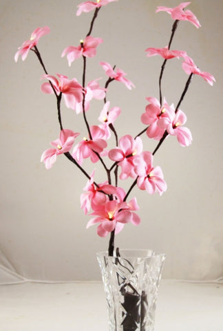 1 Set of 50cm H 20 LED Pink Frangipani Tree Branch Stem Fairy Light Wedding Event Party Function V382-PKFRANGISTEMBATT