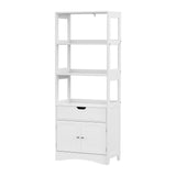 Artiss Bathroom Floor Storage Cabinet with 2 Drawers 3 Open Shelves 2 Doors White FUR-S-BATH-SHF01-WH