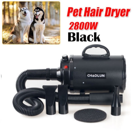 Pet Dog Cat Hair Dryer Grooming Blow Speed Hairdryer Blower Heater Blaster 2800W black V201-W12080619