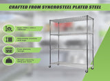 Modular Wire Storage 150x60cm Steel Shelving Chrome With Wheels For Garage Warehouse Or Kitchen V63-841091