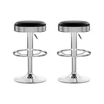 Artiss Set of 2 Backless PU Leather Bar Stools - Black and Chrome BA-TW-T7009-BLACK-X2