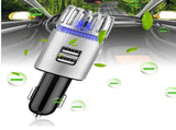 12V Car Air Purifier Car Air Freshener with Dual USB Charger Port Silver V1263-JX-7201-2