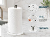 Paper Towel Holder Standing Stainless Steel Marble Base Brushed Nickel Kitchen Bathroom Countertop V1192-AZ-W-26248