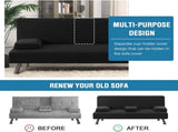 4 Pieces Stretch Futon Covers Sofa Bed Slipcover with Removable Armrests and Cupholders Covers V1258-DP02-F-631
