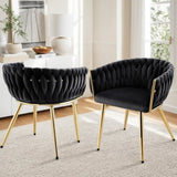 1 Set of 2 Artiss Dining Chairs Velvet Armchair Black UPHO-C-DIN-01-VEL-BKX2