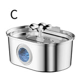 304 Stainless Steel Pet Water Fountain, 3.2L Oval Design with Dual Water Flow, Ultra-Quiet Automatic V1341-ZY-U2JP4ZL9-B