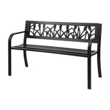 Gardeon Outdoor Garden Bench Seat Outdoor Furniture Steel 2 Seater Park Black GB-STEEL-XG282-BK