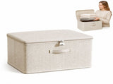Foldable Cotton Storage Box with Lock for Clothing Accessories Household Items, 38 x 25.5 x 16 cm V1237-ZY-917-251