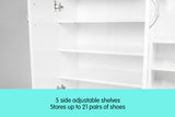 21 Pairs Shoe Cabinet Rack Storage Organiser - 80 x 30 x 90cm - White CBT-080-030-090-WH