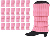 24x Womens Leg Warmers Disco Winter Knit Dance Party Crochet Legging Socks Costume - Light Pink V563-BR-24LEGWARMS-LHTPNK
