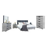 King 5 Pcs Bedroom Suite Fabric Combination of Black & Cement Colour V43-BDS-COP-5PC-K