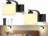 Battery Operated Wall Sconces Set of 2, Rechargeable LED, Touch & Remote Control, Black V1263-JX-5790