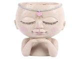 Face Flower Pot Head Planter Pot Succulent Planter Cute Resin Cactus Planter with Closed Eyes Indoor V1294-YM0710-3111230269011
