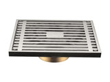 Square Shower with Removable Wedge Wire Pattern Grate, Matte Stainless Steel Shower Floor V1369-AZ3-W-03177