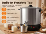 Devanti 16L Wax Melter Candle Making 1500W Melting Pot Furnace Quick Pour Spout Soy Soap WAX-16-16L-SS