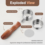 51mm Bottomless Portafilter with Screen, 3 Ears Stainless Steel Professional Espresso Portafilter V1366-AZ2-W-14649