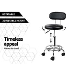 Artiss 2x Salon Stool Swivel Chair Backrest Black SALON-B-4128-BKX2