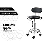 Artiss Salon Stool Swivel Chair Backrest Black SALON-B-4128-BK