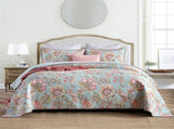 100% Cotton Blush Aqua Rosehaven Coverlet Bedspread Set V745-MMPAC060967Q13U