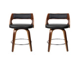 Artiss 2x Bar Stools Swivel Leather Chair 65cm BA-TW-8569-BKX2-AB