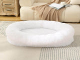 Fluffy Donut-Shaped Pet Bed- Soft, Cozy, and Anti-Anxiety for Dogs and Cats, Machine Washable White V888-ELOSUNG10257