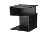 Artiss Bedside Table 2 Shelves S-Shaped Charging Station Black FUR-S-BS-02-BK