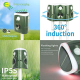 360&deg Ultrasonic Repeller, Outdoor Deterrent Solar Dog Chaser, Ultrasonic Solar Powered V1192-AZ-W-10766