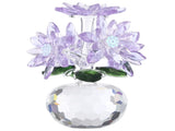 Crystal Purple Daisy Figurines, Crystal Flowers Daisy Decor, Small Paperweight Ornament with Present V1192-AZ-W-18399