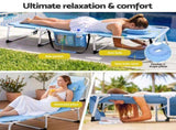 Gardeon Sun Lounger 5 Position Folding Tanning Chair with Face Hole Blue FF-LOUNGE-HOLE-BU