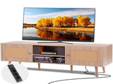 Rattan TV Stand, Mid Century Modern TV Stand for 65 inch TV, Boho Rattan TV Cabinet with Build-in V952-TBDSJ55YCXMS61WF0V3