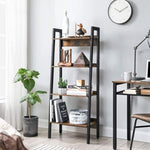 VASAGLE Ladder Shelf 4-Tier Home Office Bookshelf Metal Frame Industrial Rustic Brown and Black V227-9101402108471