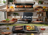Devanti 2000W 3-in-1 Panini Press Grill Sandwich Maker 180&deg Open 4 Slice SM-4S-6001-BK