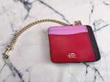 2 Pack Women's Mini Zip Card Holder & Coin Purse with Keychain - Litchi Grain Red Pink Block & V888-ELOSUNG41466